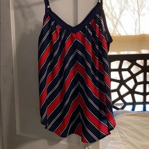 Torrid strappy blouse with blue/red chevron sz 0W